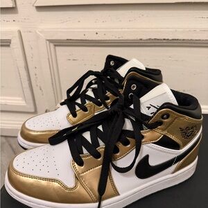 Nike Jordans Women's Sneakers in White, Black, and Gold